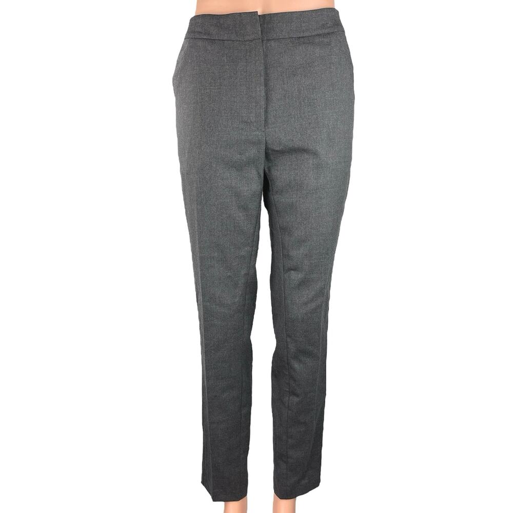 Paul Stuart Womens Gray Mid Rise Flat Front Tapered Leg Career Dress Pants Sz XL